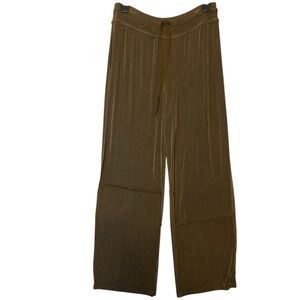 Chico's Travelers Brown Wide Leg‎ Pants Size M Lagenlook Minimalist Office